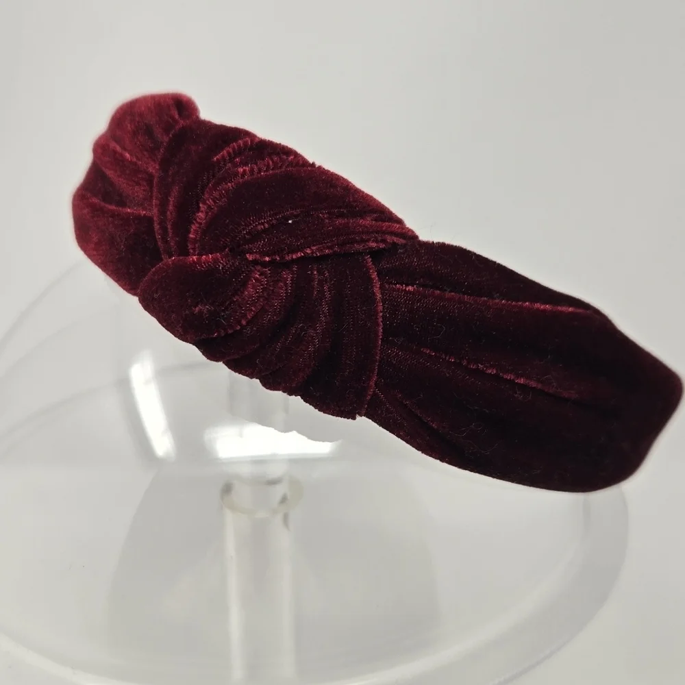 LELE SADOUGHI MAROON OXBLOOD VELVET HEADBAND TOP KNOT HAIR ACCESSORY WOMEN OS